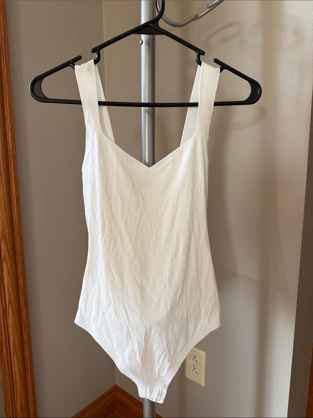 NWOT aerie White V‑Neck Tank Bodysuit